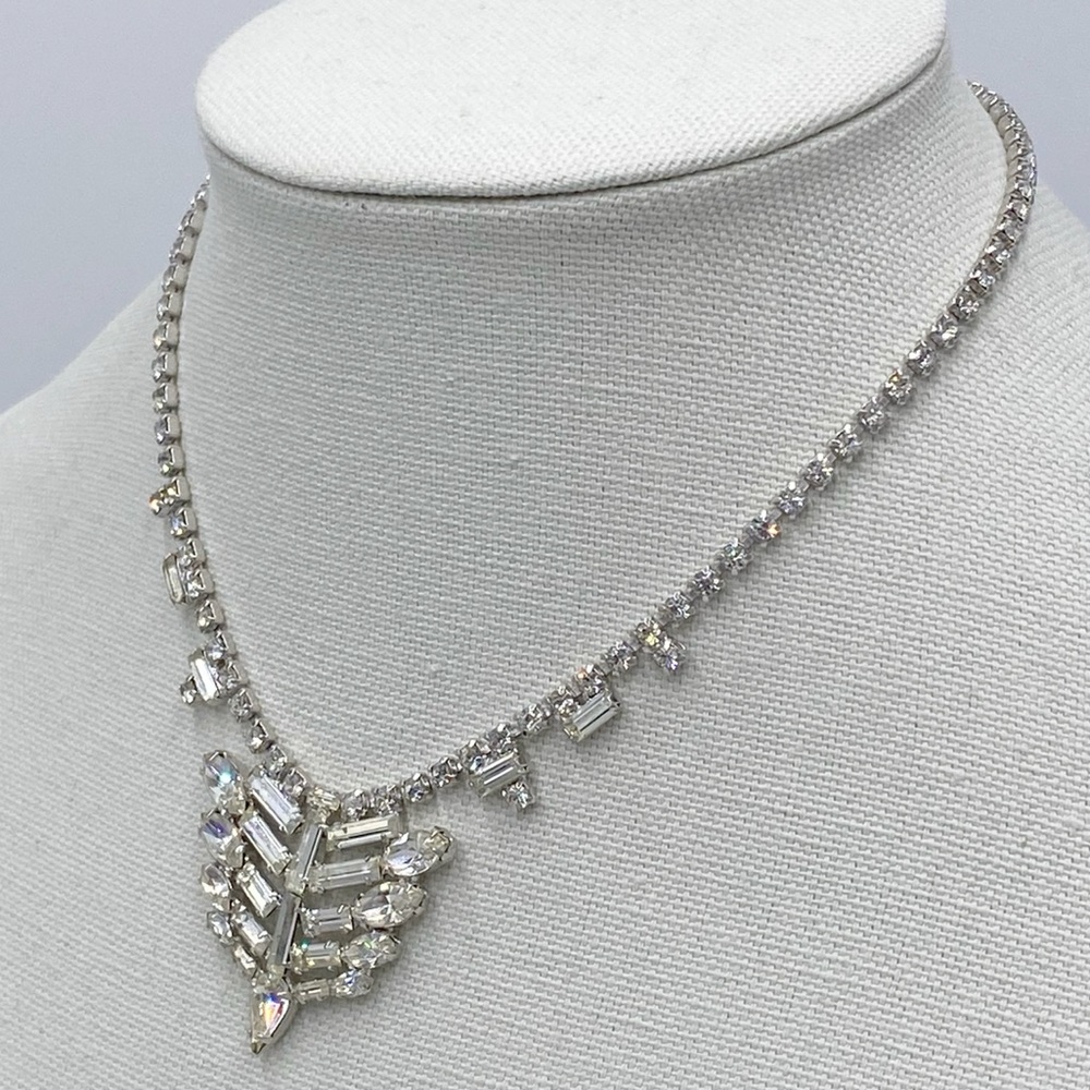 Wiesner Vintage Rhinestone Choker Silver Tone Necklace